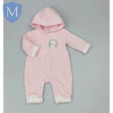 Baby Girls1 Piece Pink Marl Fleece Pram-set All Over Print Trims Forest Friends (WF1720) (Baby Girls Fashion) Mansuri